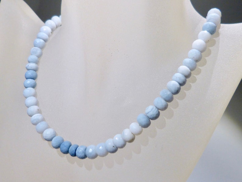 Blue Opal Necklace 16.5/'/' faceted genuine Opal Peruvian gradient colors denim blue jewelry