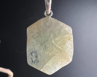 Heliodor Pendant Natural Beryl Crystal | Icy Mint Gold | 925 Silver Bail | Brazil
