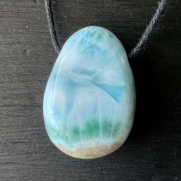 Drilled Larimar Pendant 1.2 inches Genuine Blue Pectolite Jewelry side drilled Dominican Larimar