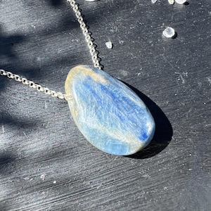 Blue Kyanite Pendant drilled blue Gemstone Necklace