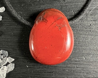 Red Jasper Pendant 1.1 inches for Protection drilled Jasper Necklace