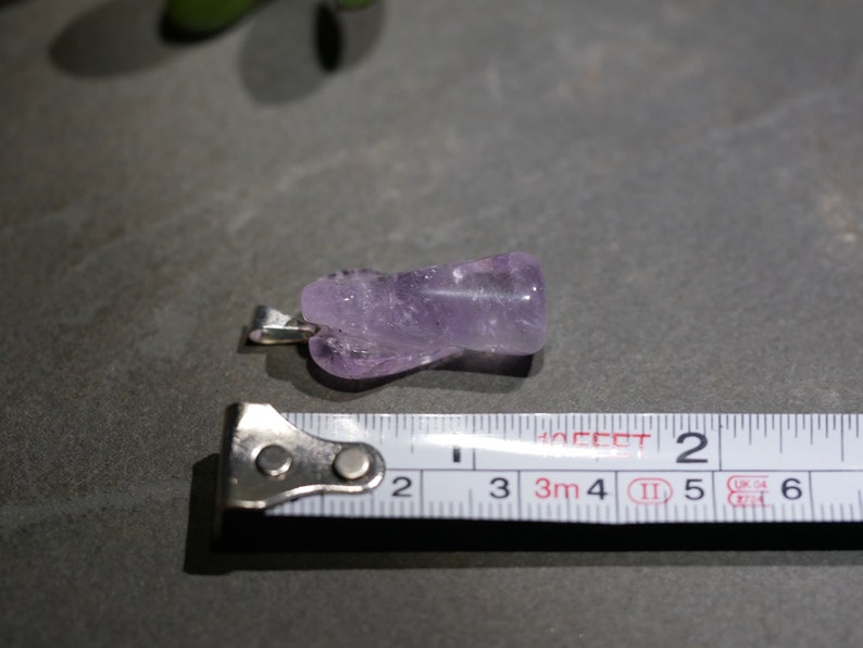 Tiny Amethyst Angel Pendant for Grief Healing and Aura Protection guardian angel necklace