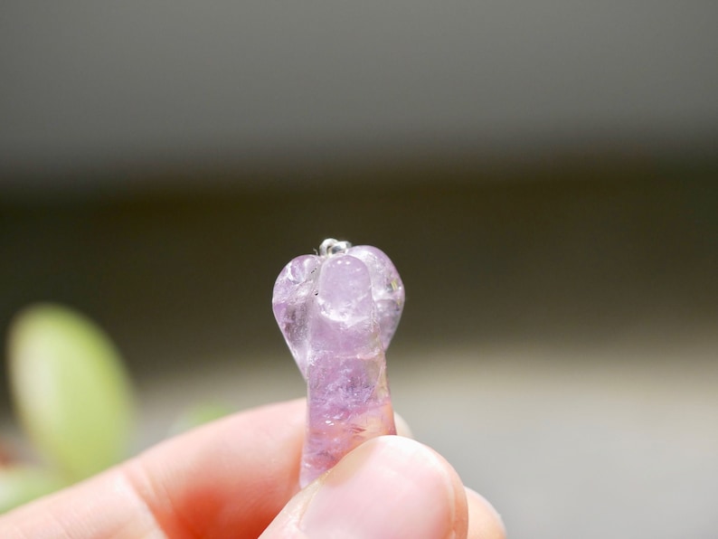 Tiny Amethyst Angel Pendant for Grief Healing and Aura Protection guardian angel necklace