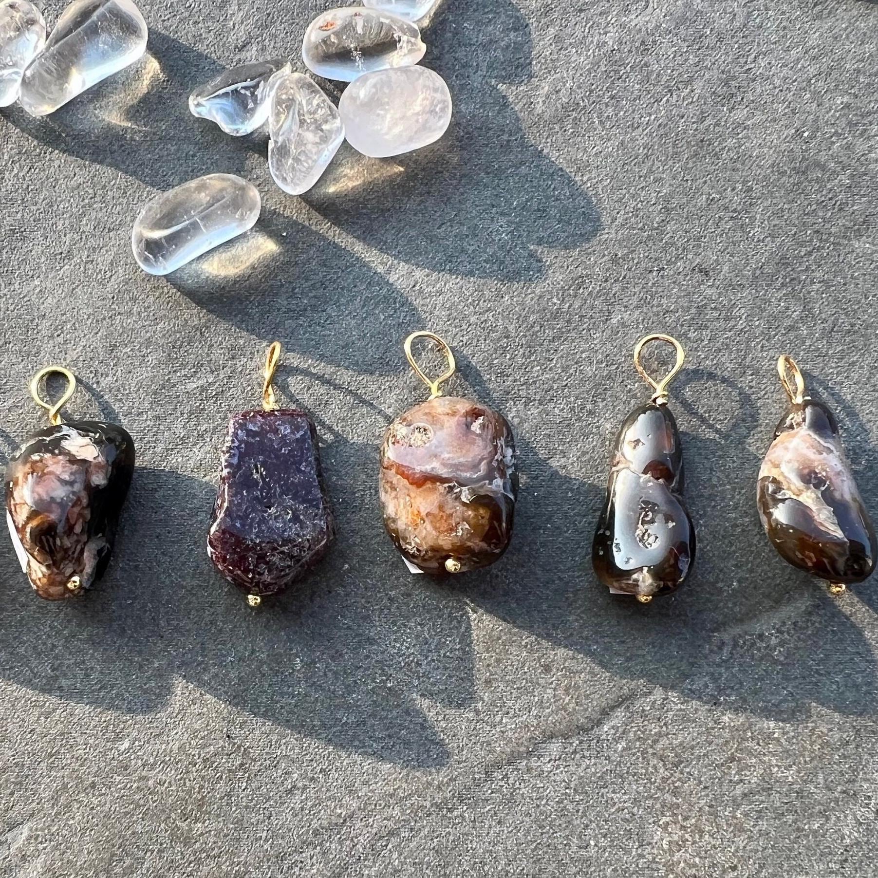 Collana Di Perle Di Agata Di Fuoco Nera 10 Mm | Lunga 18 Pollici | Vintage Fatta A Mano