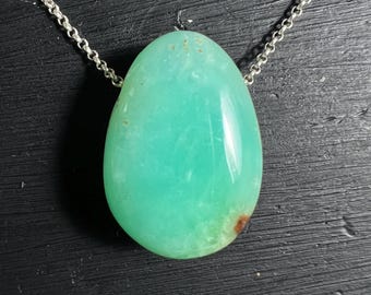 Blue Chrysoprase Pendant | 3cm | drilled Stone Necklace