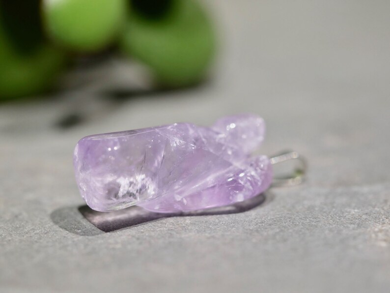 Tiny Amethyst Angel Pendant for Grief Healing and Aura Protection guardian angel necklace