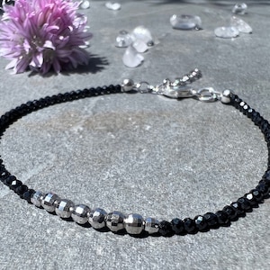 Black Spinel Bracelet minimalist jewelry 2mm