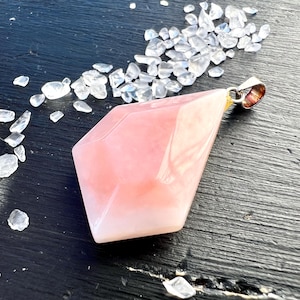 Pink Opal Pendant 1.5 inches Polygon Jewelry