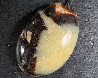 Septarian Pendant Dragon Stone | Oval Cord Necklace | Grounding Crystal | Taurus Zodiac