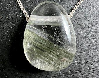 Lodolite Phantom Quartz Pendant | Green Garden Shaman Crystal (Cord or 925 Silver Chain)