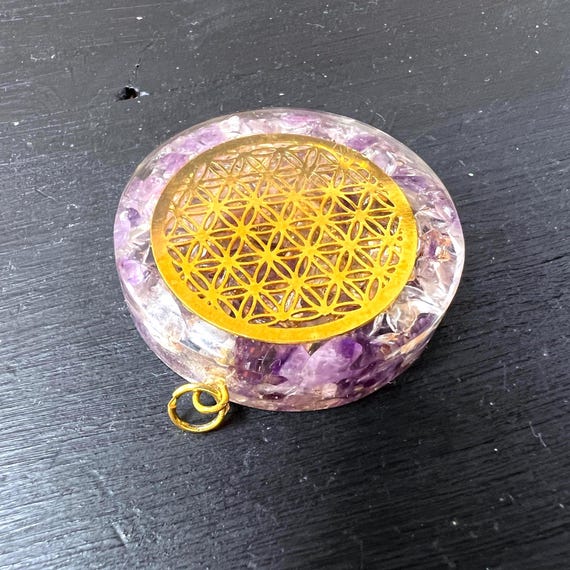 オルゴナイト アメジスト フラワーオブライフ ペンダント - Etsy