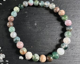 Moss Agate Bracelet 6mm or 8mm | Abundance Prosperity Crystal | Unisex 19-21cm