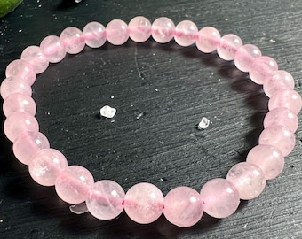Rose Quartz Bracelet 6mm | Heart Chakra Self Love Crystal | Gift for Her and Him