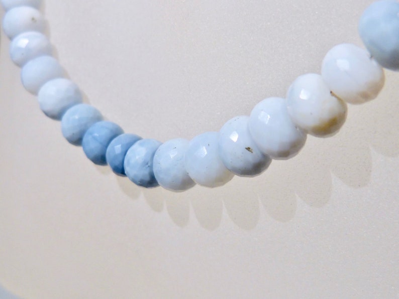 Blue Opal Necklace 16.5/'/' faceted genuine Opal Peruvian gradient colors denim blue jewelry