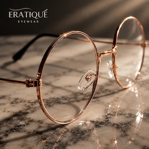 Classic Style Round Copper Gold Colored Metal Frame Glasses| 55MM Clear Lens Fashion Frames