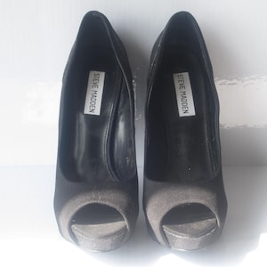 Steve Madden Womens Black High Heels Size 8| Peep Toe Heels| Womens Stilettos| Black Peep Toe Heels| Black Heeled Pumps| Y2K Fashion