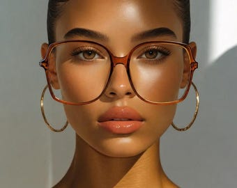 Huge Amber Brown Blue Light Glasses| Ultra Lightweight Thin Frame Glasses