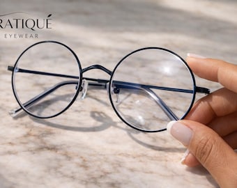 Vintage Style Metal Blue Light Glasses| Black Thin Lightweight Frames