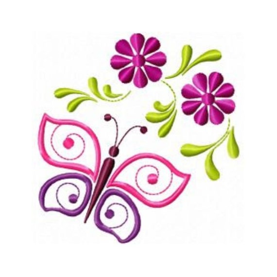 Machine Embroidery Designs Set Flower & Butterfly21 
