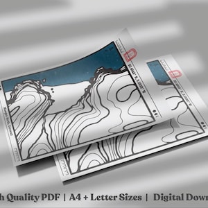 Carte topographique du port de Mawgan | Impression d'art numérique | Carte imprimable des plages de Cornwall à télécharger | Décoration d'intérieur côtière