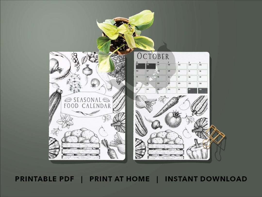 2025 Seasonal Foods Printable Calendar A4 Digital Download | Monthly ...