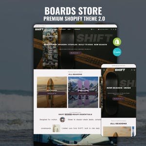 Skateboard Shopify Theme | Surf & Snow Store Template | Sports Brand Website | Action Gear + Canva Banners