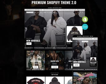 Dark Streetwear Shopify Theme | Clothing Brand Template | Luxury Minimal Fashion Website | Shopify Boutique + Canva Banners