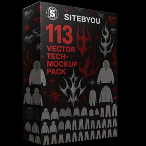 Vector Clothing Tech Pack | Apparel Mockup Bundle for Fashion Designers | Editable AI Files + PNG Attachments | Y2K Streetwear Elements