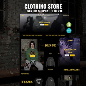 Streetwear Shopify Theme | Clothing Brand Template | Dark Fashion Website | Urban Drop Style Store + Canva Banners