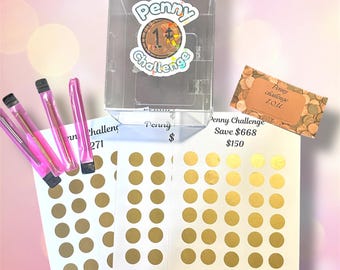 Penny Savings Challenge Kit | Acrylic Lockbox, Scratch Off Tracker, Budget System