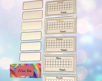 Mini Rainbow Cash Savings Challenge – 6-Category Tracker Set with Dice & IOU Card