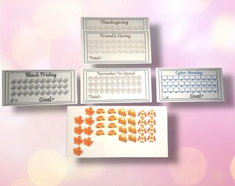 Intentional Spending Plan November No-Spend Bundle | Trackers + themed Stickers | Laminated or Unlaminated