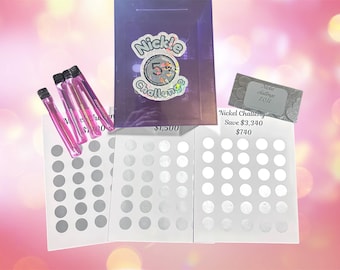 Purple Nickel Savings Challenge Lockbox | Acrylic Tracker System (3,340 Dollars Goal)