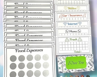 Fixed Expenses Savings Challenge: Scratch Off Budgeting Game with Die