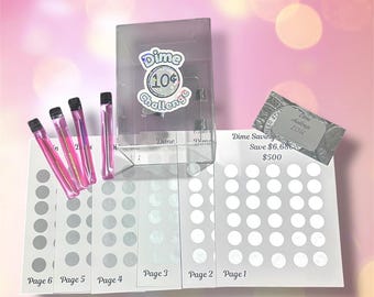 Dime Savings Challenge Lockbox Kit | Acrylic Tracker, Scratch-Off Goal System