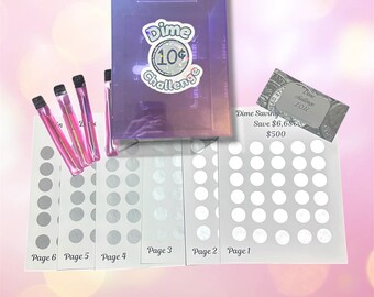 Purple Acrylic Dime Savings Challenge Lockbox | Scratch-Off Tracker System (6,680 Dollars Goal)