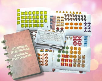 Intentional Spending Plan No Spend Year Challenge Binder Bundle | 12-Month Budget & Savings System | A6 Binder