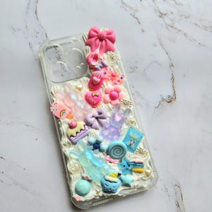 Sugary candy inspired Bunny Phone Case, Kawaii Decoden Case, Magical phone case, Pastel Phone Case, iPhone 15 ProMax