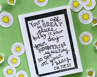 Blank Card, hand printed cards, Block printed stationary, Love note, block printed card, dr. suess
