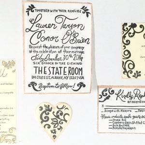 Wedding invitations, Handmade wedding invitations, Custom Block Printed Wedding Invitation Suite, Save the Date