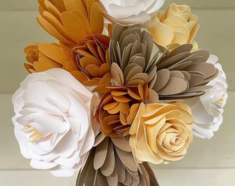 paper flower bouquet, 11 stem paper bouquet, yellow bouquet,paper foliage, wedding bouquet, paper flower arrangement, bridesmaid bouquet