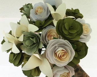 paper flower bouquet, 11 stem paper bouquet, yellow bouquet,paper foliage, wedding bouquet, paper flower arrangement, bridesmaid bouquet