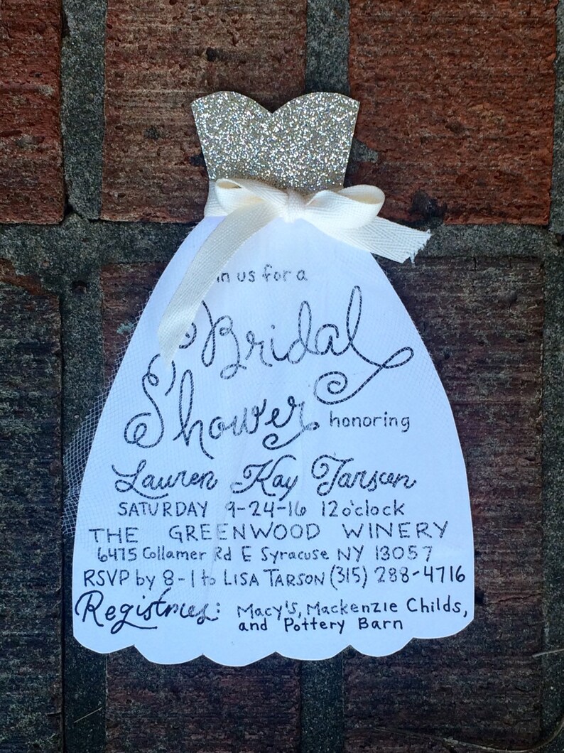 Bridal Shower Invitation, Custom Wedding Shower Invitation, Dress