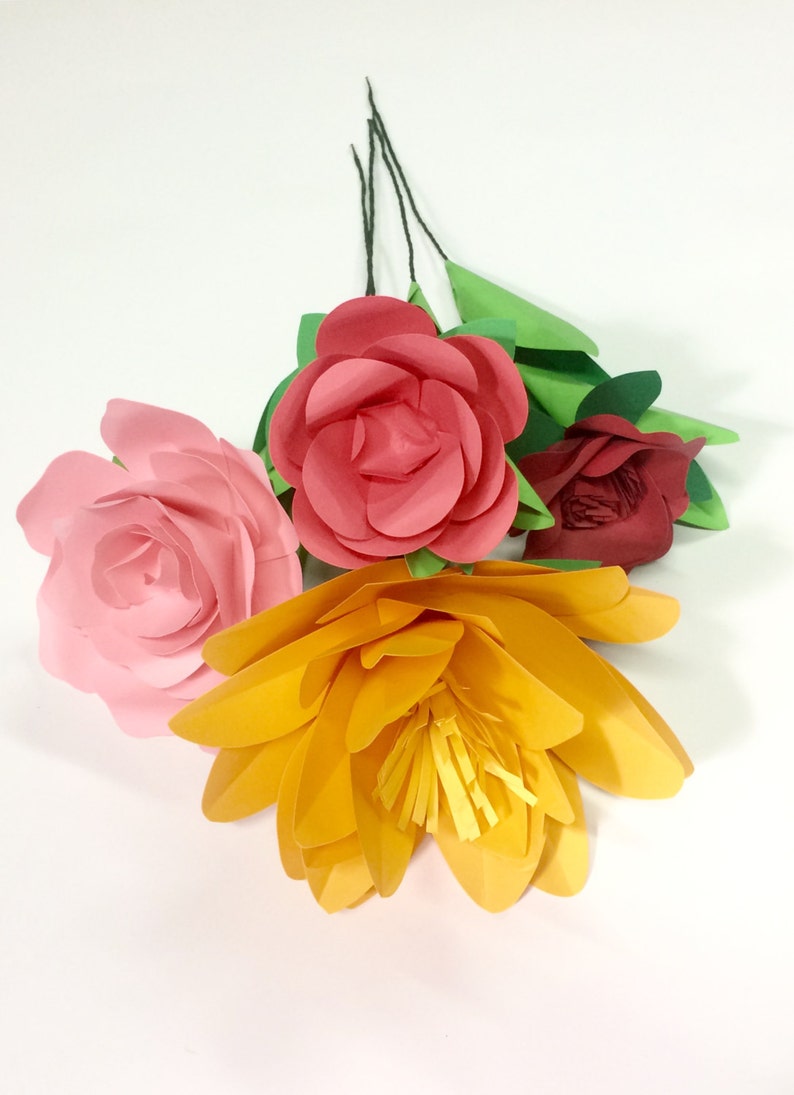 18 stem paper flower bouquet, wedding flowers, birthday gift, paper flowers, bridesmaid bouquet, paper roses, image 5