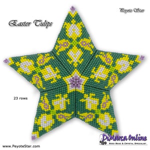 Motif étoile peyotl 3D TULIPES DE PÂQUES avec tutoriel d'instructions de base