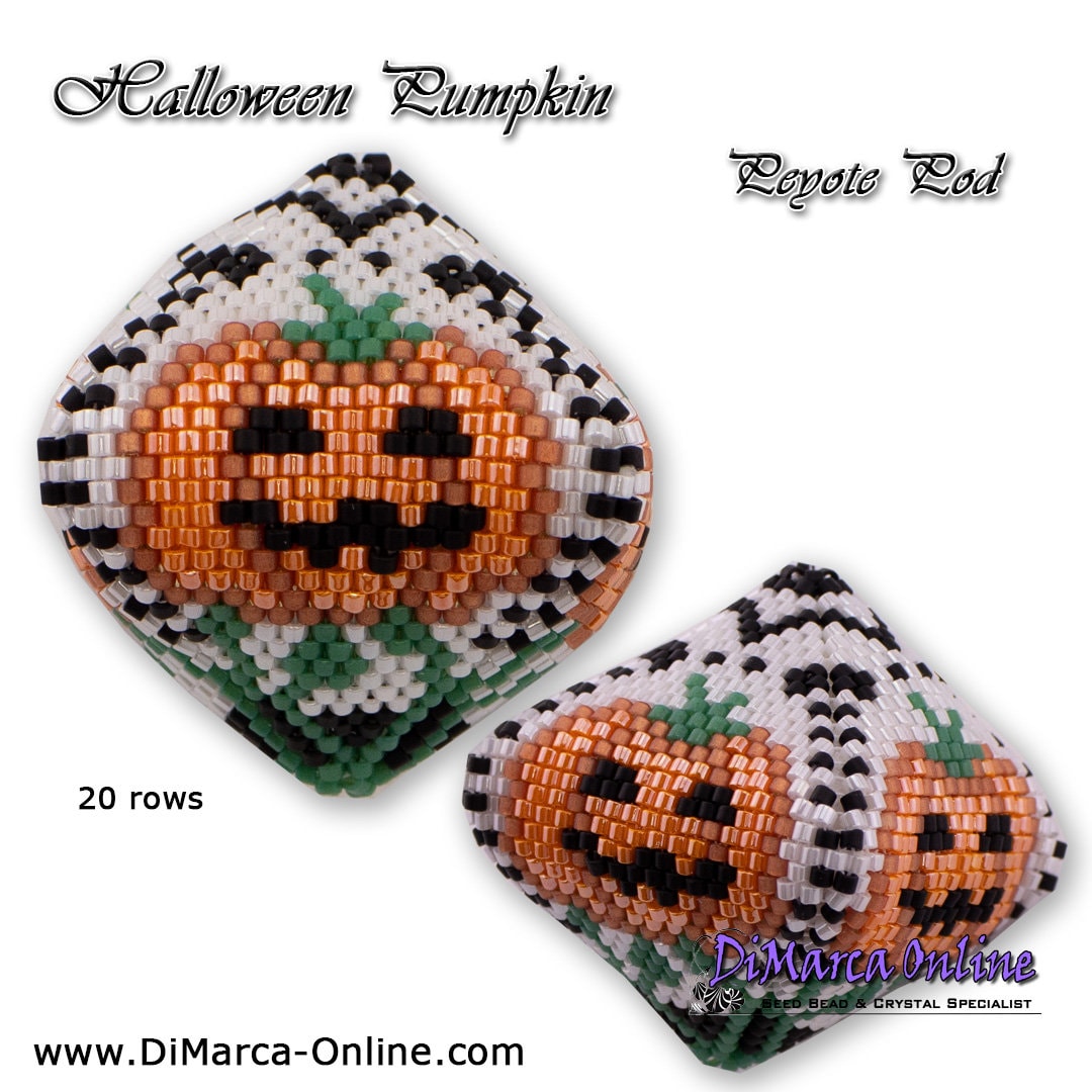 Tutorial 20 Rows - 3D Peyote Pod Beading Pattern HALLOWEEN PUMPKIN With ...