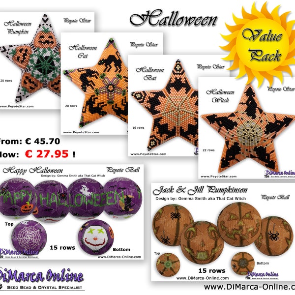 3D PATTERN VALUE PACK - Halloween 1 - 3D Peyote Stars and Balls + Basic Instructions