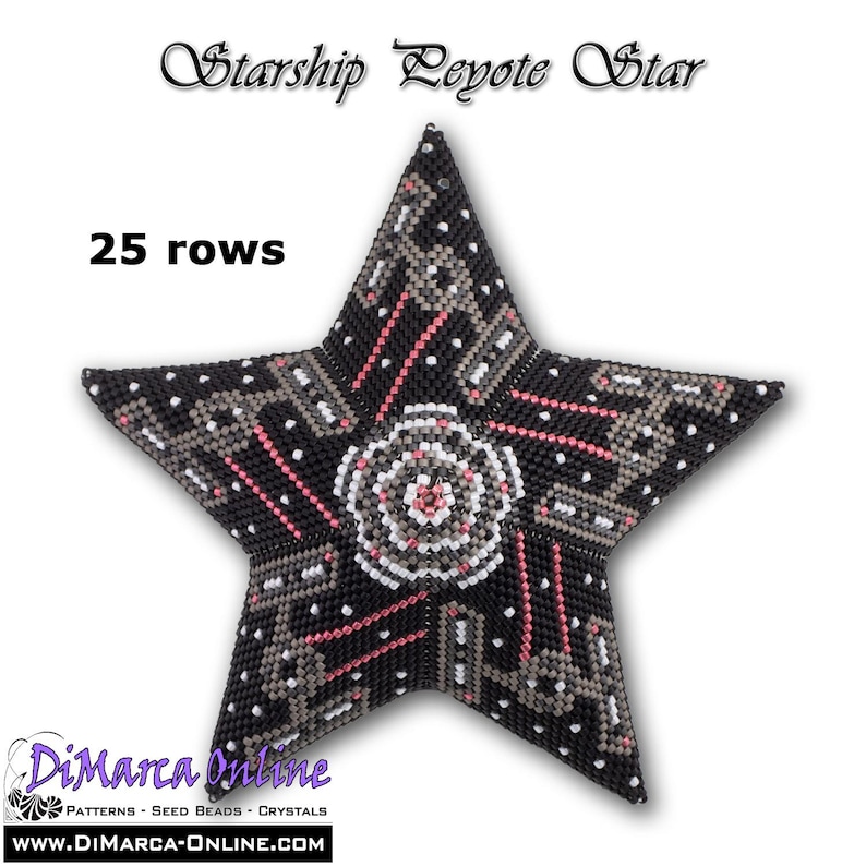 Tutorial 25 rows - 3D Peyote Star Beading Pattern STARSHIP with Basic Instructions image 1