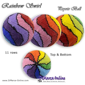 3D Peyote Ball Beading Pattern 11 rows - RAINBOW SWIRL with Basic Instructions Tutorial