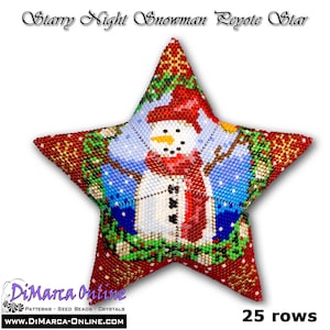 Tutorial 25 rows - 3D Peyote Star Beading Pattern STARRY NIGHT SNOWMAN with Basic Instructions